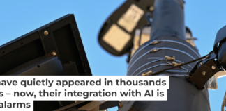 A small, black license plate recognition camera is mounted on a light pole in Boulder, Colo. Matthew Jonas/MediaNews Group/Boulder Daily Camera via Getty Images